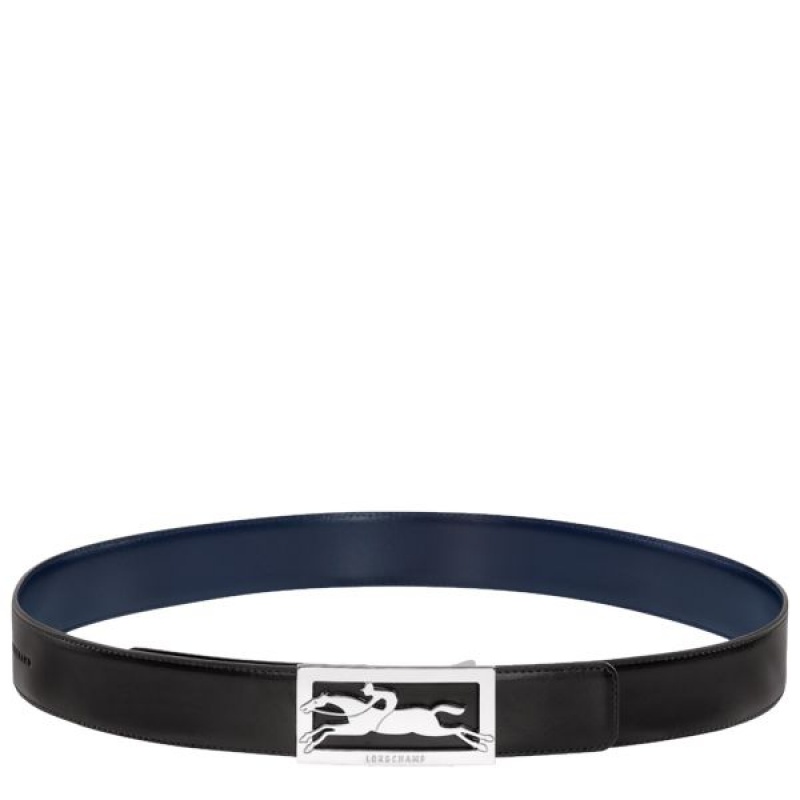 Black / Navy Longchamp Delta Box Men\'s Belts | 74359-KDAZ