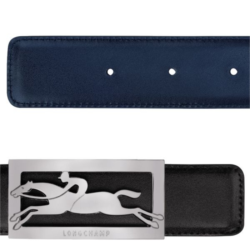 Black / Navy Longchamp Delta Box Men's Belts | 36845-XUZF