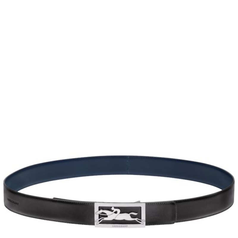 Black / Navy Longchamp Delta Box Men\'s Belts | 36845-XUZF