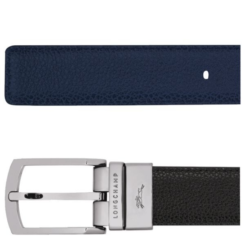 Black / Navy Longchamp Le Foulonne Men's Belts | 29346-OJRY