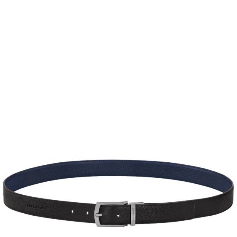 Black / Navy Longchamp Le Foulonne Men\'s Belts | 29346-OJRY