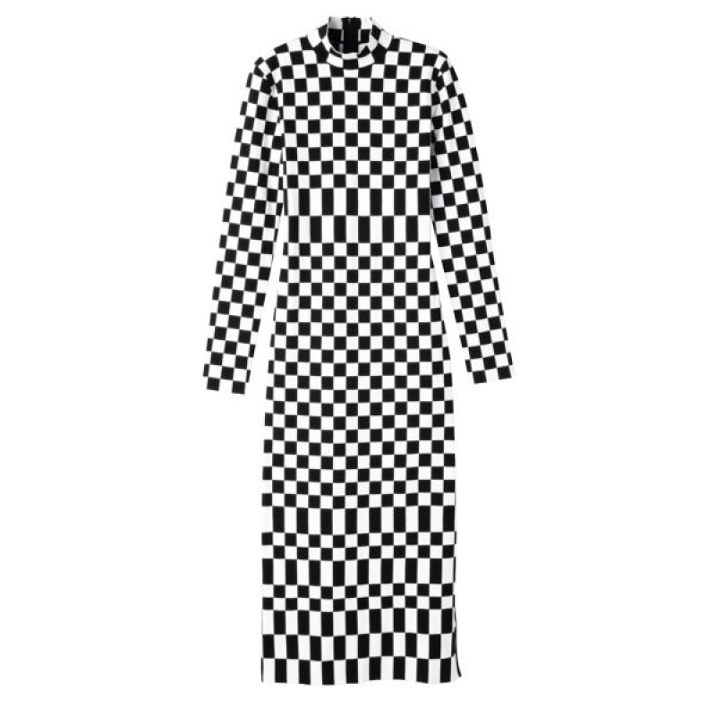 Black / White Longchamp Knit Women's Dress | 83470-HXPO