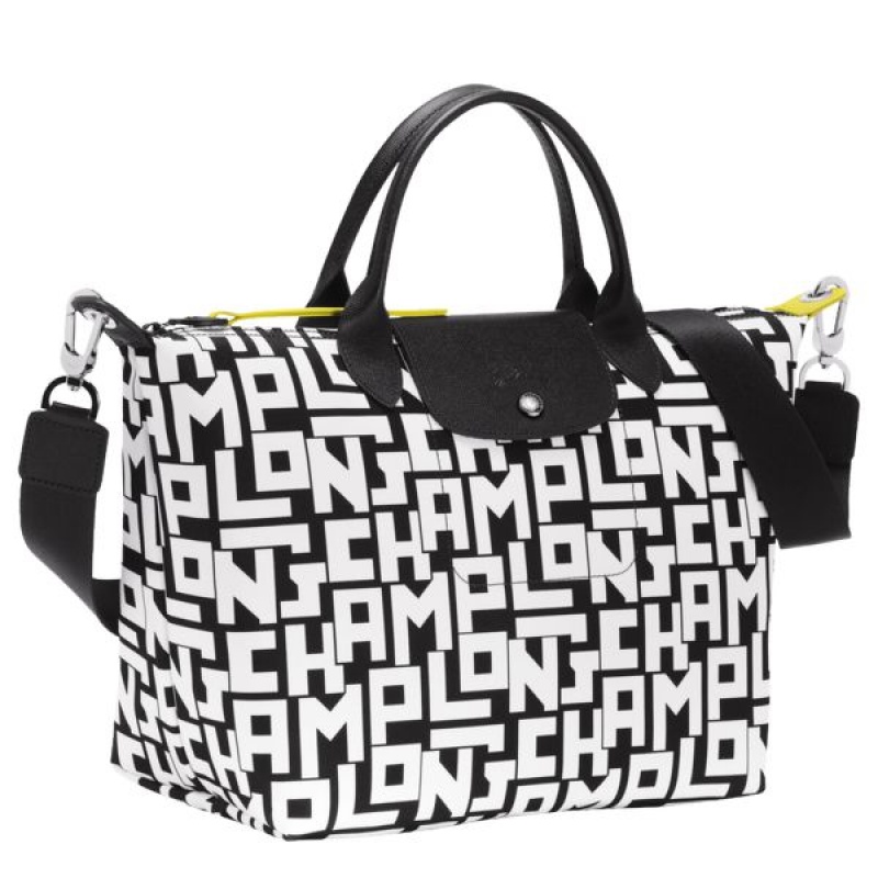 Black / White Longchamp Le Pliage Lgp L Women's Handbag | 91508-HYAV