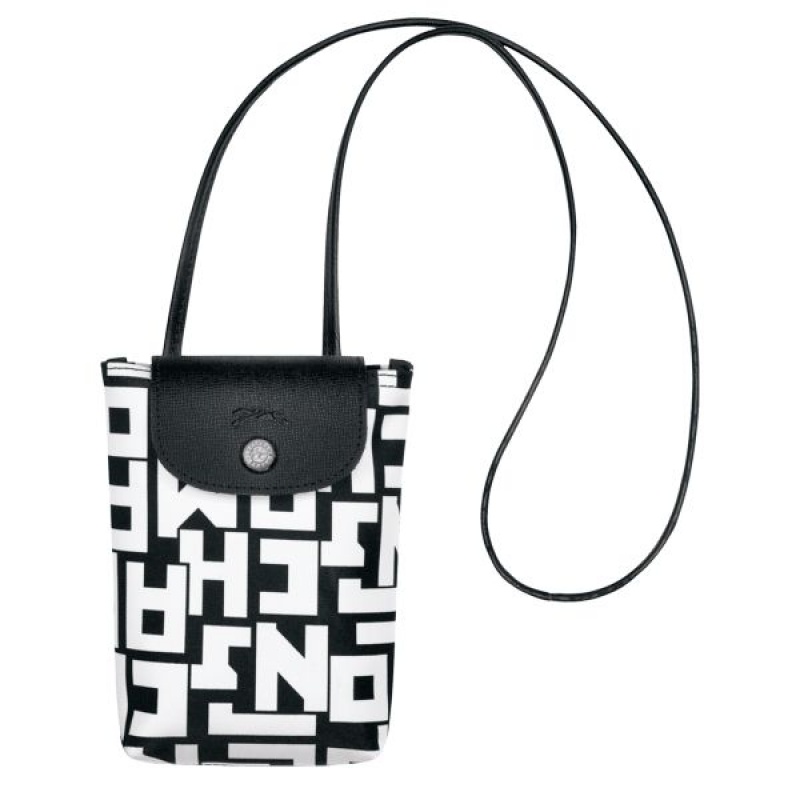 Black / White Longchamp Le Pliage Lgp Women's Phone Case | 46150-UPLZ