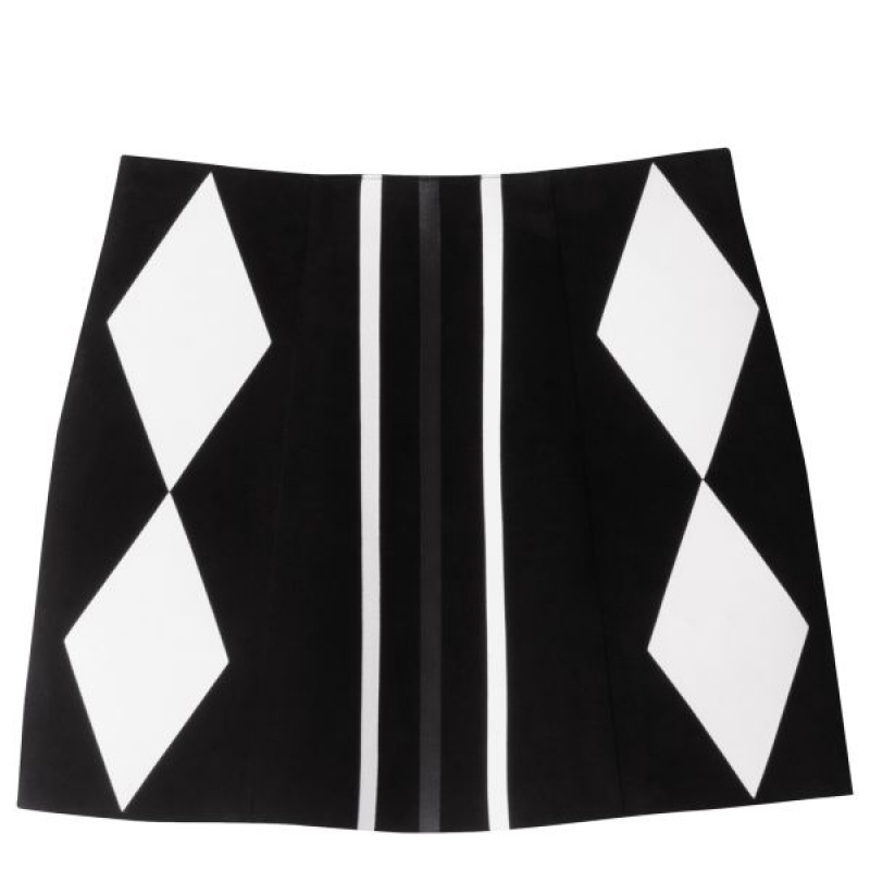 Black / White Longchamp Leather Women's Skirts | 13259-BLJE