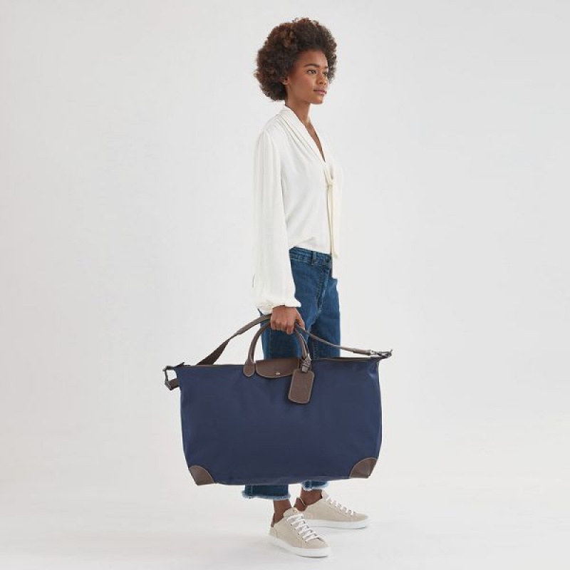 Blue Longchamp Boxford M Women's Travel Bags | 04519-MVKQ