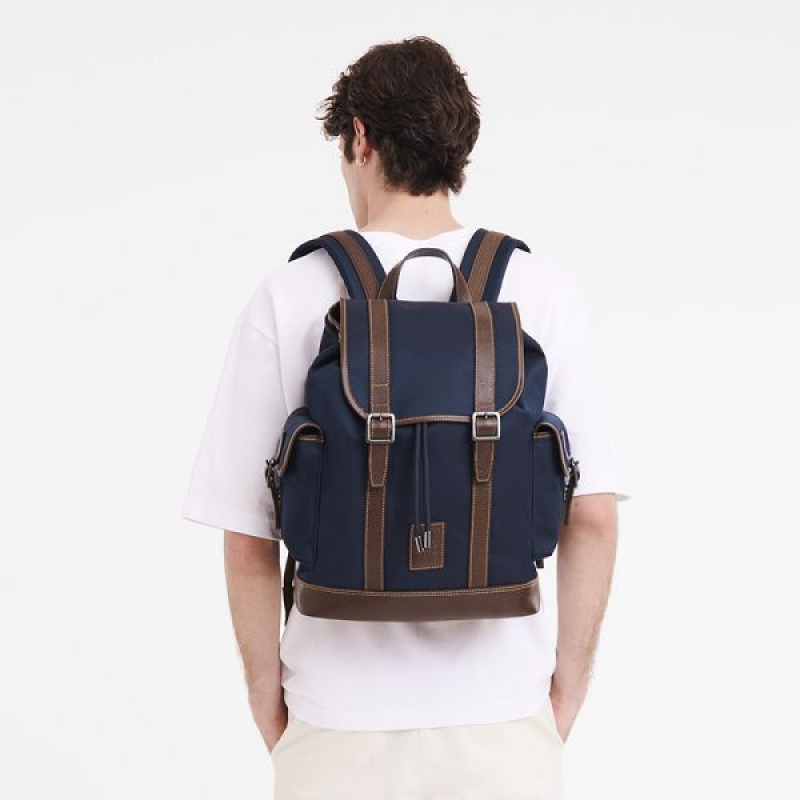 Blue Longchamp Boxford Men's Backpacks | 32160-YQMN