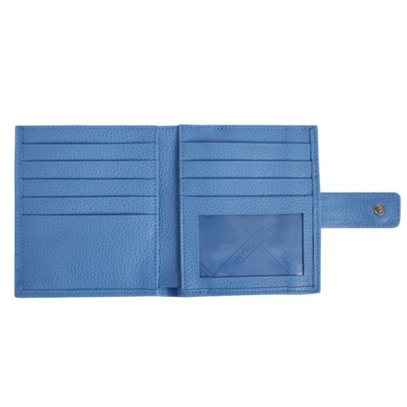 Blue Longchamp Le Foulonne Compact Women's Wallets | 81976-UJPK