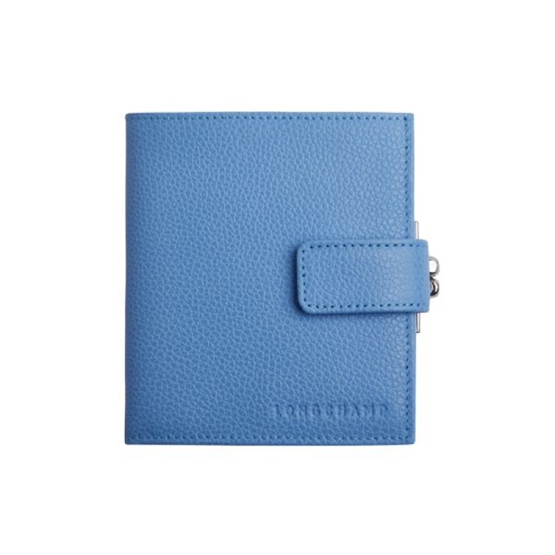 Blue Longchamp Le Foulonne Compact Women's Wallets | 81976-UJPK