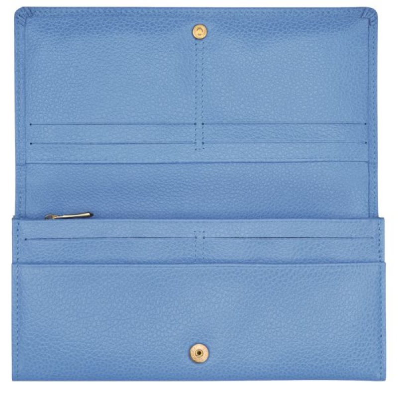 Blue Longchamp Le Foulonne Continental Women's Wallets | 92831-JHVU