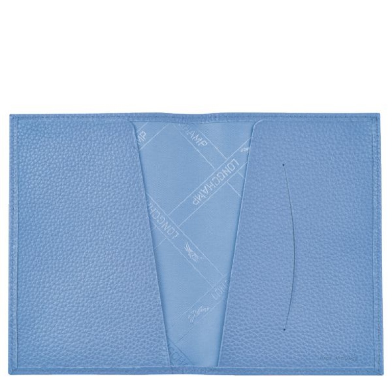 Blue Longchamp Le Foulonne Women's Passport Holder | 79461-GEYL