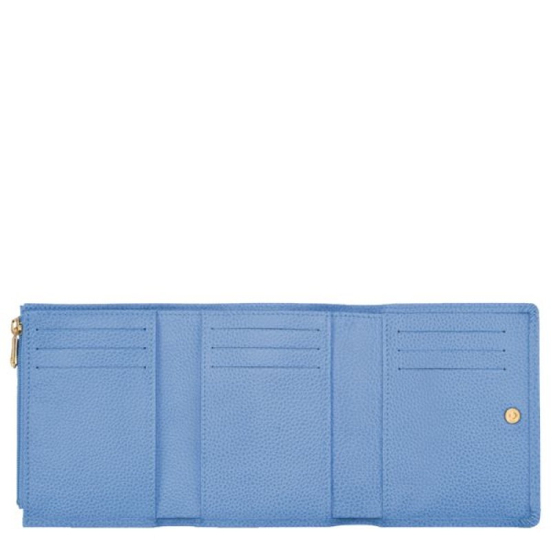 Blue Longchamp Le Foulonne Women's Wallets | 06328-IELJ