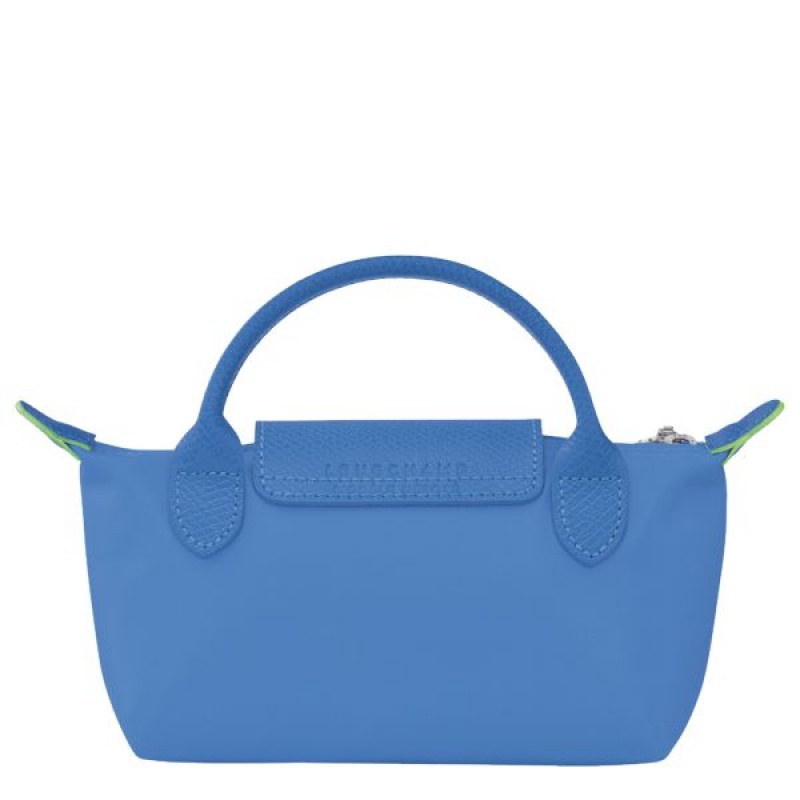 Blue Longchamp Le Pliage With Handle Men's Pouches | 58072-UVWD