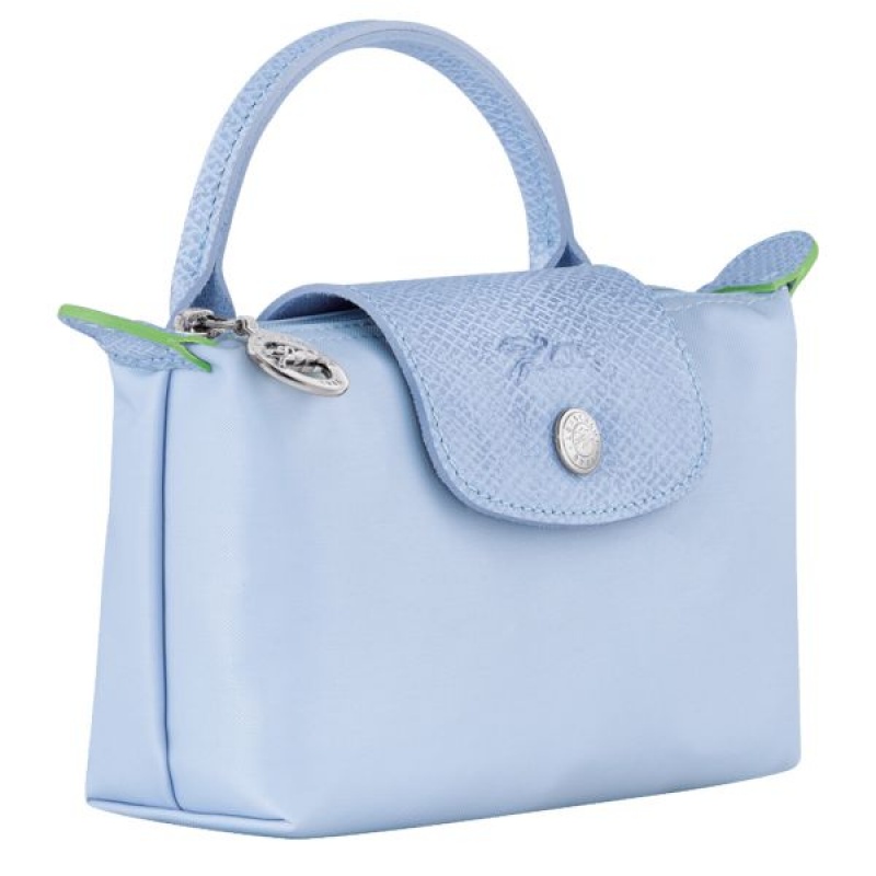 Blue Longchamp Le Pliage With Handle Women's Pouches | 89725-DZKH