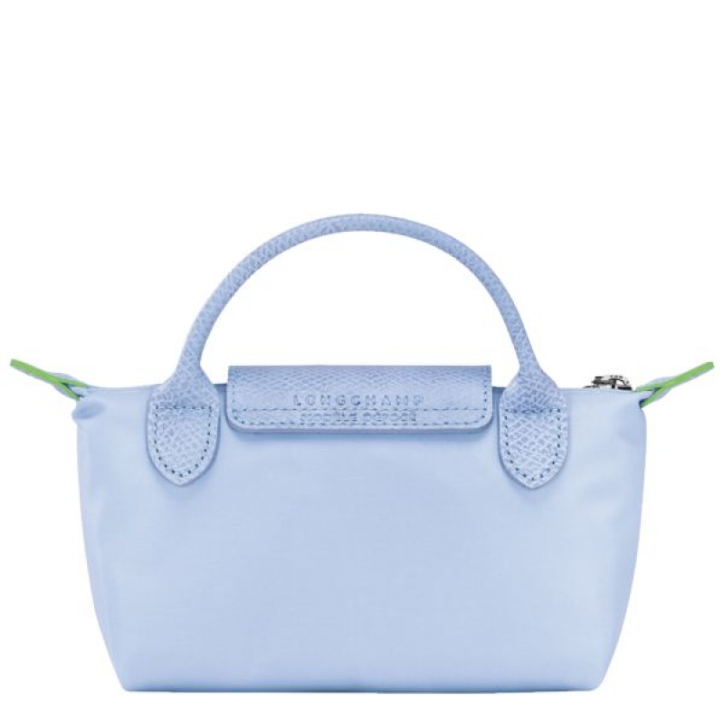 Blue Longchamp Le Pliage With Handle Women's Pouches | 89725-DZKH