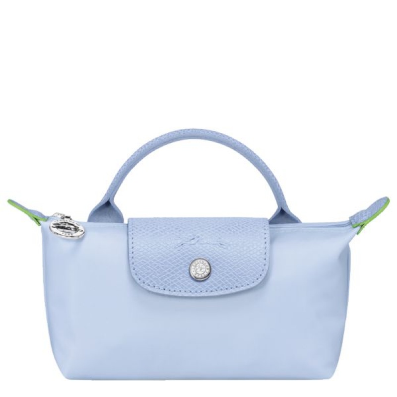 Blue Longchamp Le Pliage With Handle Women\'s Pouches | 89725-DZKH