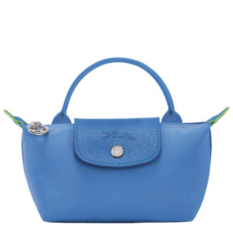 Blue Longchamp Le Pliage With Handle Women\'s Pouches | 64502-QPBX