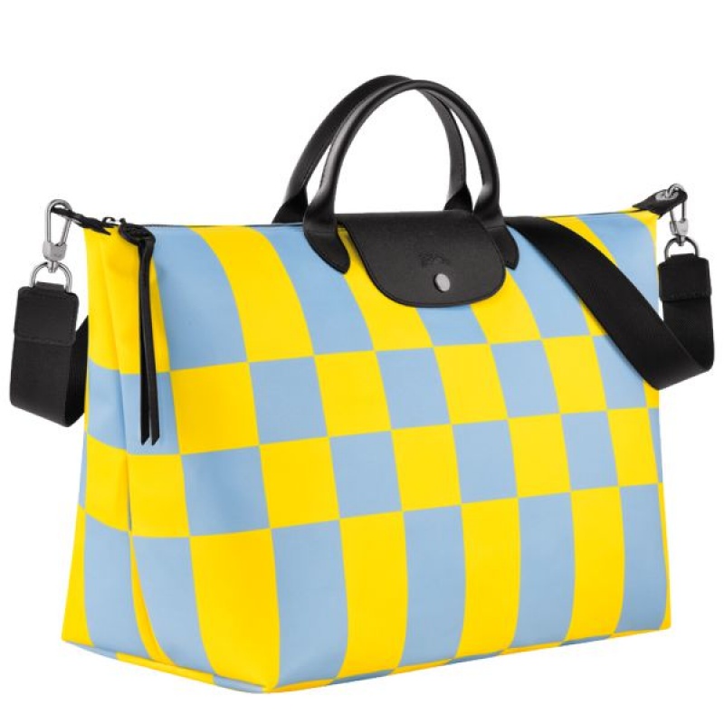 Blue / Yellow Longchamp Le Pliage Collection S Men's Travel Bags | 98372-AYCJ