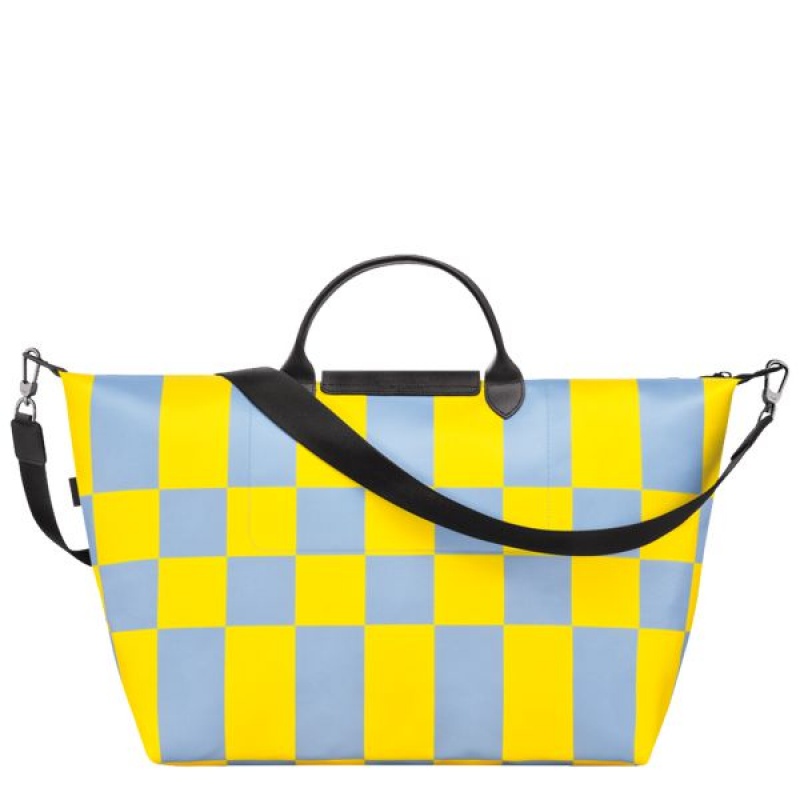 Blue / Yellow Longchamp Le Pliage Collection S Men's Travel Bags | 98372-AYCJ