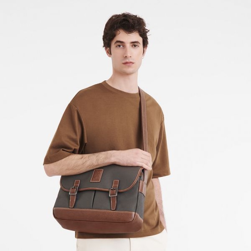 Brown Longchamp Boxford L Men's Crossbody Bags | 56912-SCQA