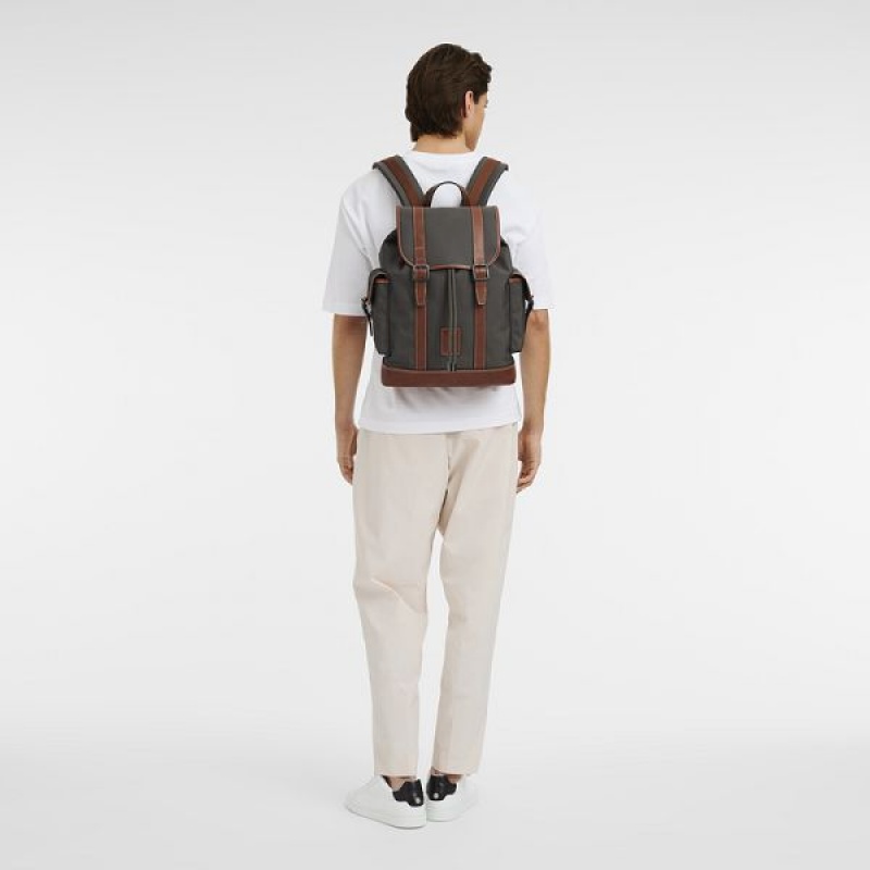 Brown Longchamp Boxford Men's Backpacks | 91325-SVQT