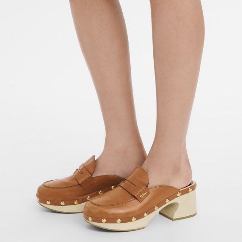 Brown Longchamp La Cigale Clogs Women's Sandals | 41690-XDYC