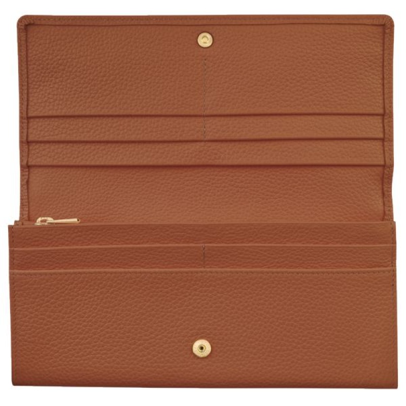 Brown Longchamp Le Foulonne Continental Women's Wallets | 46051-IHZO