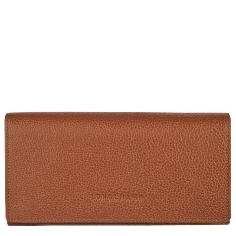 Brown Longchamp Le Foulonne Continental Women's Wallets | 62419-VXST