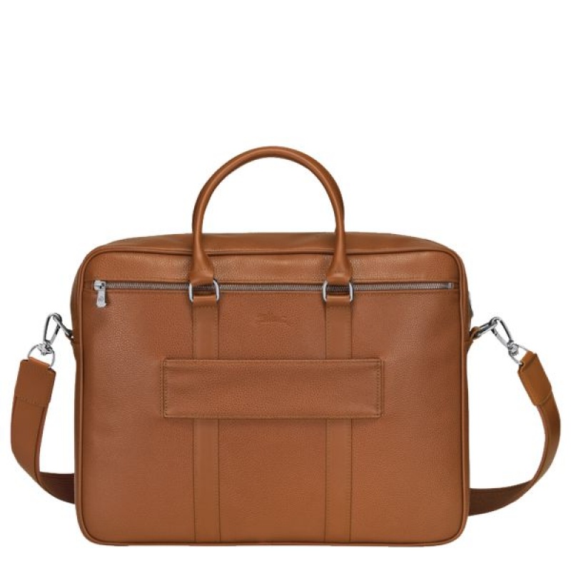 Brown Longchamp Le Foulonne M Men's Briefcase | 72914-DYMS