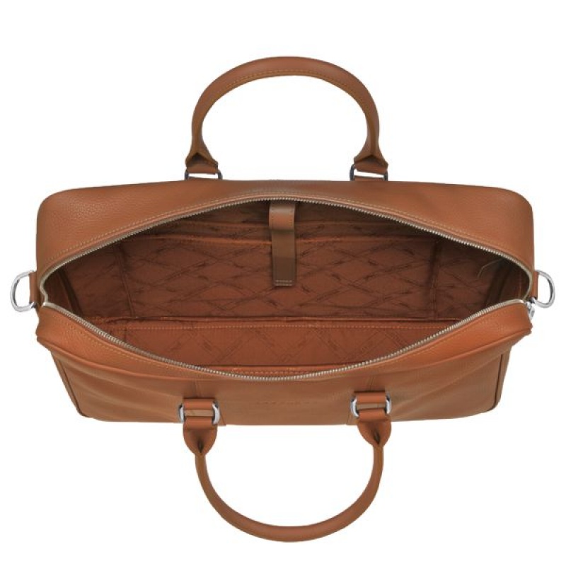 Brown Longchamp Le Foulonne M Men's Briefcase | 72914-DYMS