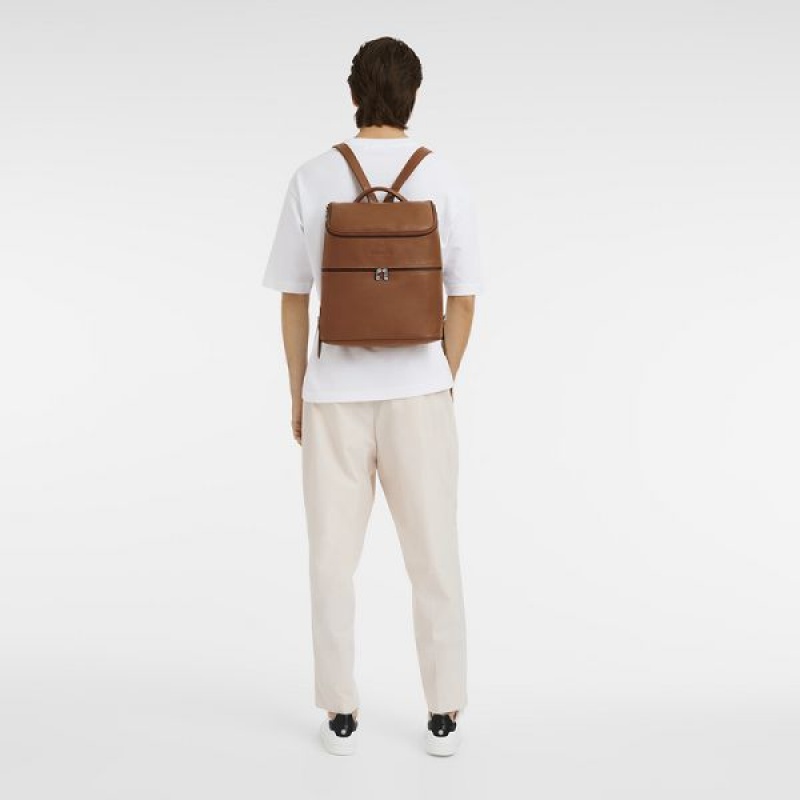 Brown Longchamp Le Foulonne Men's Backpacks | 14786-IUOW