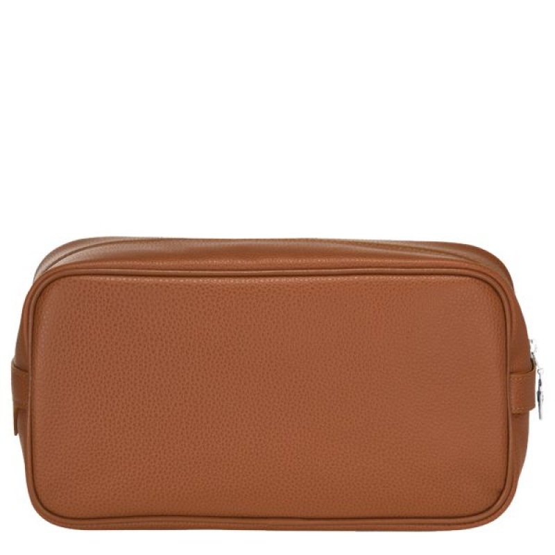 Brown Longchamp Le Foulonne Men's Toiletry Bags | 32651-SYEX