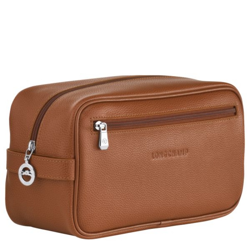 Brown Longchamp Le Foulonne Men's Toiletry Bags | 32651-SYEX