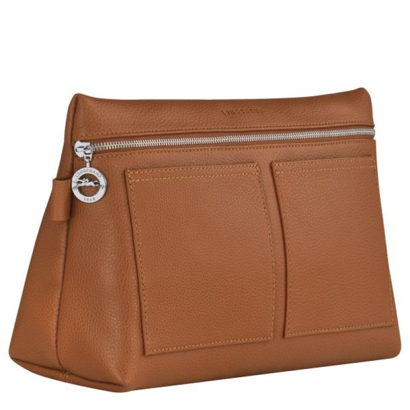 Brown Longchamp Le Foulonne Women's Toiletry Bags | 83675-BJWP