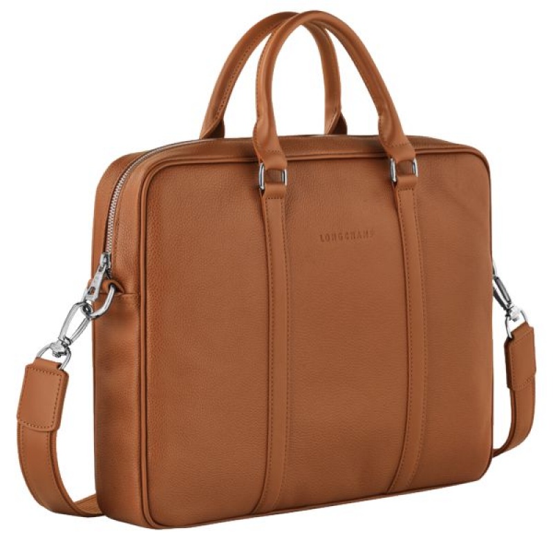 Brown Longchamp Le Foulonne XS Men's Briefcase | 82375-CYDM