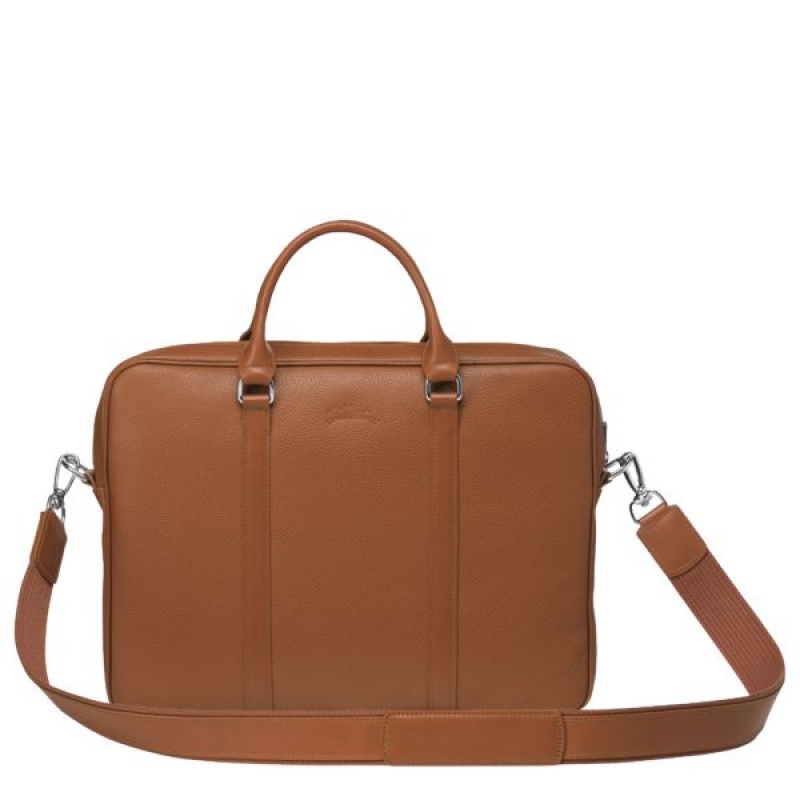 Brown Longchamp Le Foulonne XS Men's Briefcase | 82375-CYDM