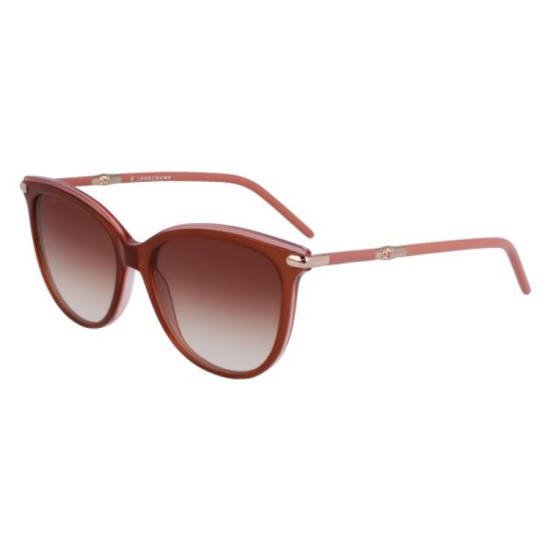 Brown Rose Longchamp Acetate Women's Sunglasses | 90357-WEBN