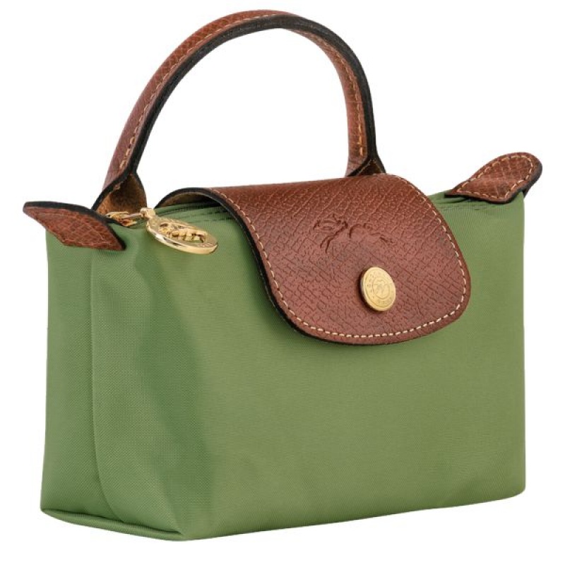 Brown / Green Longchamp Le Pliage Original With Handle Women's Pouches | 35604-BYWL