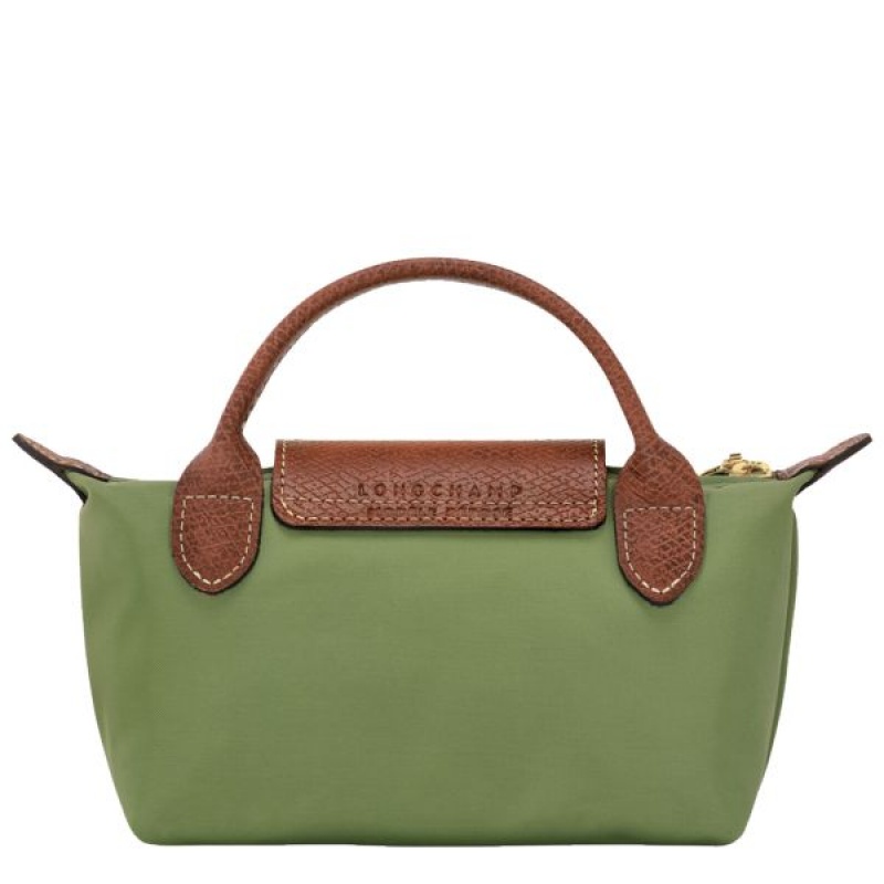 Brown / Green Longchamp Le Pliage Original With Handle Women's Pouches | 35604-BYWL