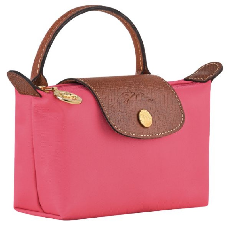 Brown / Pink Longchamp Le Pliage Original With Handle Women's Pouches | 23964-OTSJ