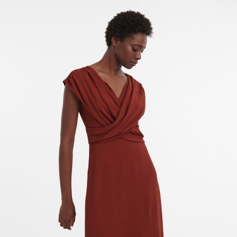 Burgundy Longchamp Crepe Women's Dress | 54067-LDUF