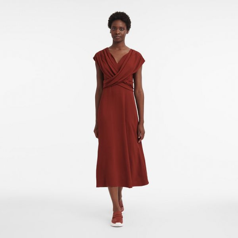 Burgundy Longchamp Crepe Women's Dress | 54067-LDUF