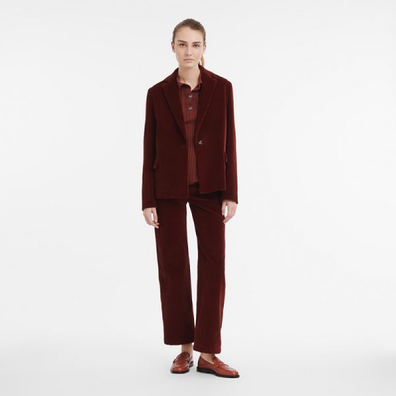 Burgundy Longchamp Mahogany Women's Jackets | 56970-BGWZ