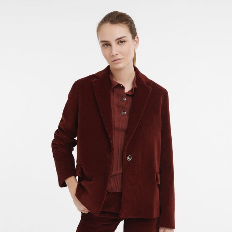 Burgundy Longchamp Mahogany Women's Jackets | 56970-BGWZ