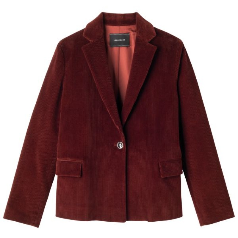 Burgundy Longchamp Mahogany Women's Jackets | 56970-BGWZ