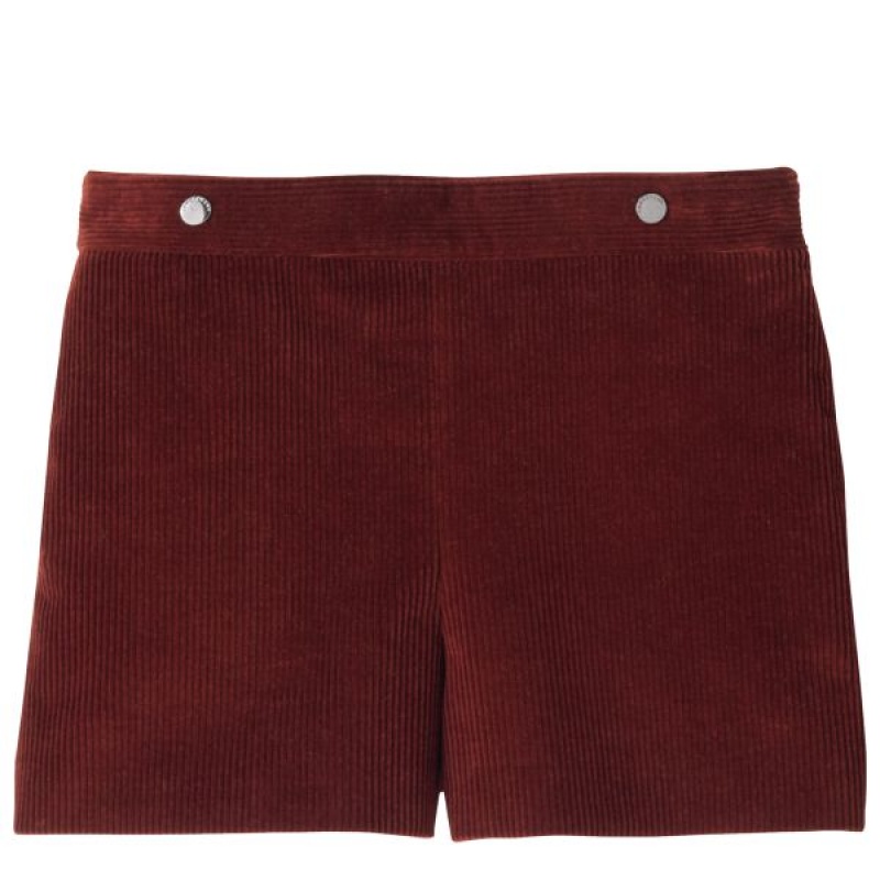 Burgundy Longchamp Mahogany Women's Shorts | 08319-RELV