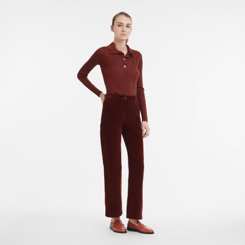 Burgundy Longchamp Mahogany Women's Trousers | 51826-OHYE