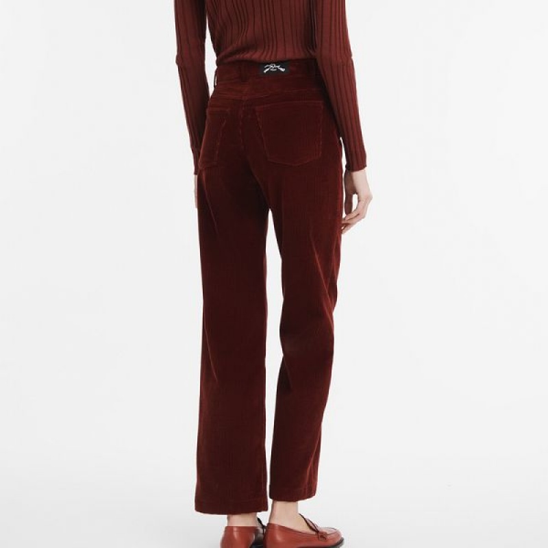 Burgundy Longchamp Mahogany Women's Trousers | 51826-OHYE