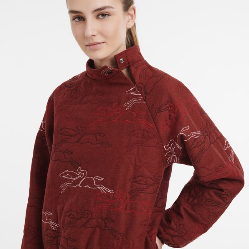 Burgundy Longchamp Matte Satin Women's Jackets | 30614-UDRC