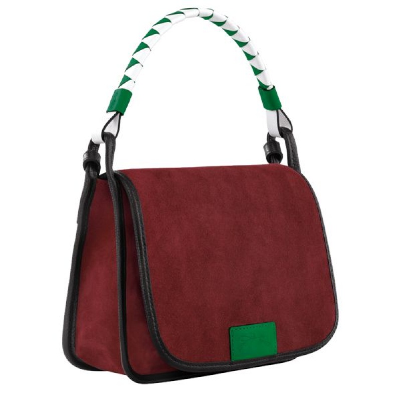 Burgundy / Black / Green Longchamp Le Foulonne M Men's Crossbody Bags | 35491-UPOR